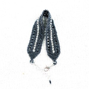 Christmas/New year bracelet, black and rhinestone hand beaded cuff bracelet, great for the holidays or gift for that special woman.