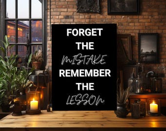 Souviens-toi de la leçon - Toile murale motivante avec citation inspirante - Décoration pour bureau, salle de sport ou maison - Cadeau