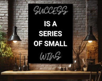 Tableau sur toile « Petites victoires » - Citation inspirante - Décoration murale pour bureau, salle de sport ou maison - Cadeau