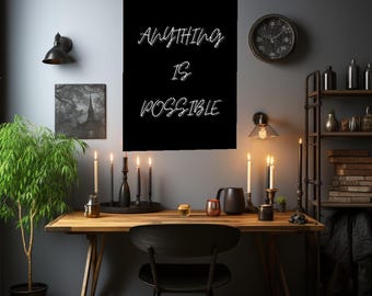 Anything is Possible Motivational Canvas Wall Art Inspirational Quote Print Office Gym Home Decor Gift