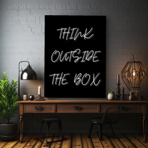 Outside the Box Motivational Canvas Wall Art Inspirational Quote Print Office Gym Home Decor Gift