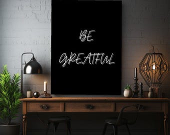 Motivierendes Leinwandbild „Sei dankbar“ | Inspirierender Spruch für Zuhause, Büro oder Fitnessstudio | Dekoratives Geschenk mit schwarzem Rahmen