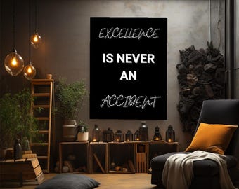 Excellence Motivational Canvas Wall Art Inspirational Quote Print