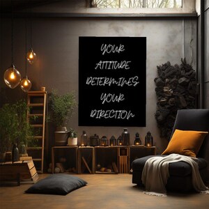 Attitude Motivational Canvas Wall Art Inspirational Quote Print Office Gym Home Decor Gift