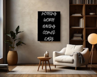 Worth Having Motivational Canvas Wall Art Inspirational Quote Print Office Gym Home Decor Gift