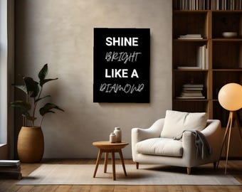 Brillez comme un diamant - Toile murale motivante avec citation inspirante - Décoration pour bureau, salle de sport ou maison - Cadeau
