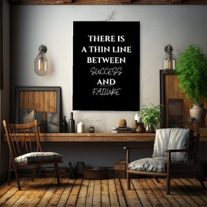 Success And Failure Motivational Canvas Wall Art | Inspirational Quote Print for Home Office Gym | Black Frame Decor Gift