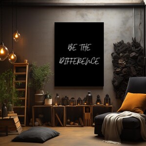 Be the Difference, Matte Canvas, Black and White, Motivational Quote ...