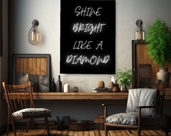 Shine Bright Motivational Canvas Wall Art Inspirational Quote Print Office Gym Home Decor Gift