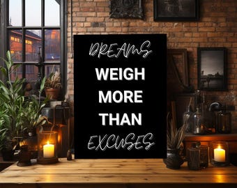 Excuses Motivational Canvas Wall Art Inspirational Quote Print