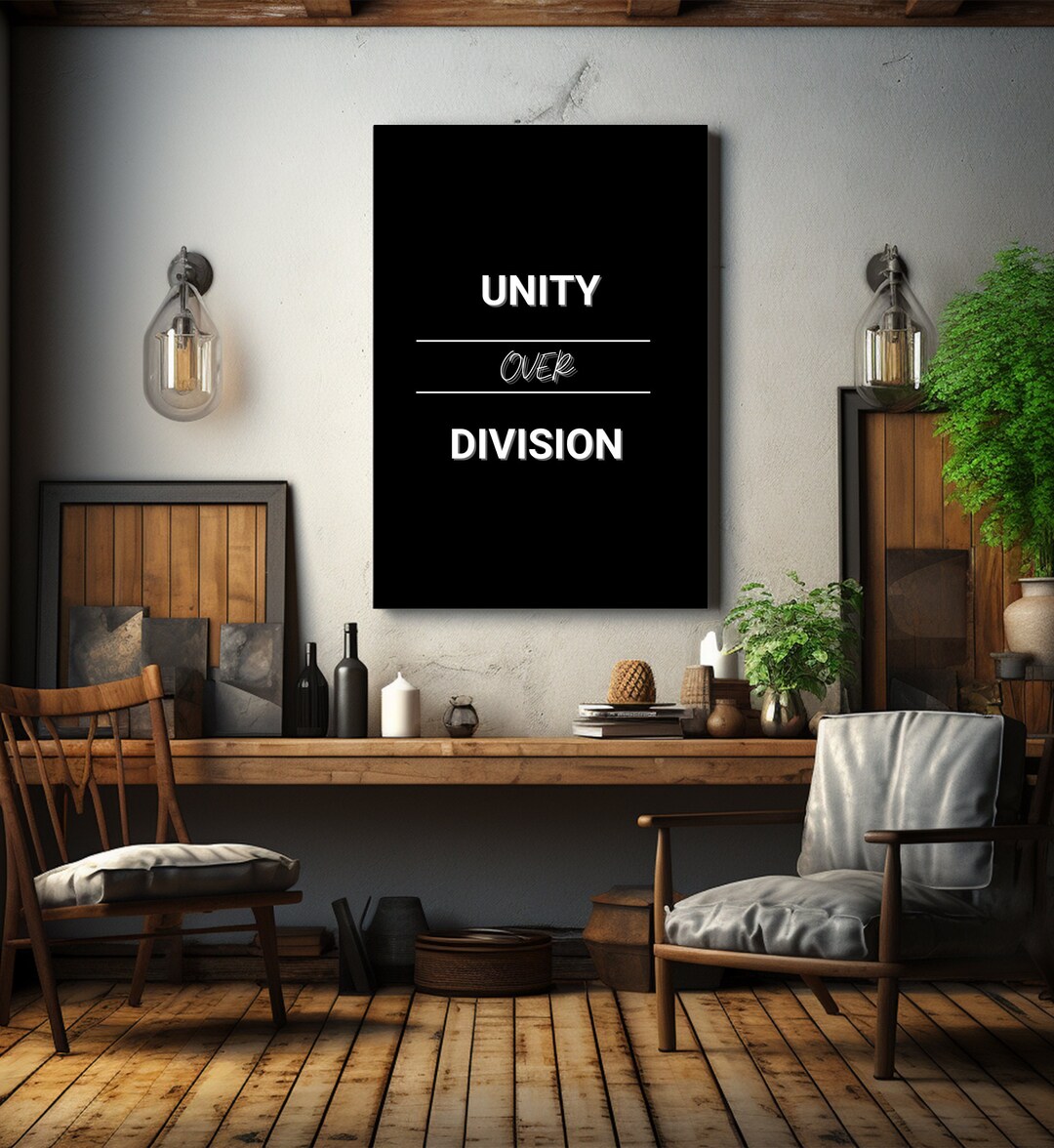 Unity Over Division, Matte Canvas, Black and White, Motivational Quote ...