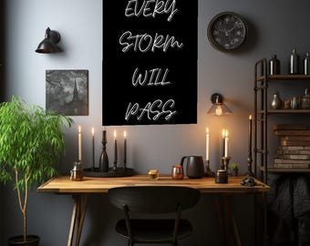 Toile murale décorative « Tempête » avec citation inspirante - Cadeau idéal pour le bureau, la salle de sport ou la maison