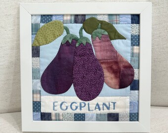 Handmade Eggplant Applique Quilt: Framed Vegetable Wall Art