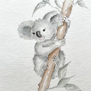 Koala Bär, Aquarell Original, Unikat, Kunst fürs Kinderzimmer, Koala Illustration, Dekorationsidee fürs Kinderzimmer