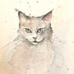Katze, Aquarellbild, Original Gemälde, Tierillustration, Katzenillustration, Kinderzimmerkunst