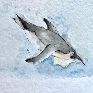 Pinguin Aquarell, Unikat, handgemalt,  watercolour, Pinguin Illustration