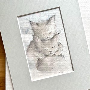 Katzen Aquarell, Unikat, handgemalt,  watercolour, Katzenillustration