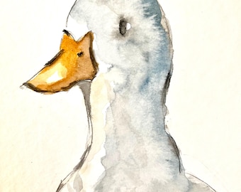 Goose watercolor, original, unique, children's room art, goose illustration, watercolor illustration