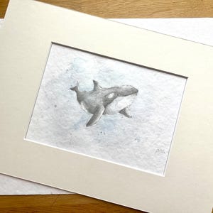 Orca Wal Aquarell, Unikat, handgemalt,  watercolour, Wal Illustration,