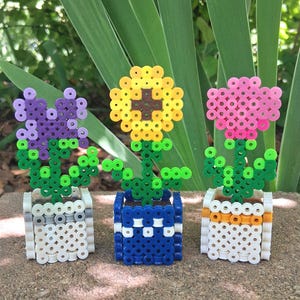Downloadable Pattern - Mini Potted Flowers - 3D Perler Bead Pattern