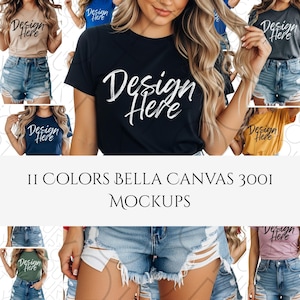 11 Colors Bella Canvas 3001 Mockups, TShirt Mockup Bundle, 3001 Bella Canvas Bundle, POD Mockup, Best Print on Demand T-Shirt Mockup Bundle