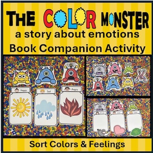 The Color Monster Emotions Sorting Game | Color Match Feeling Activity | Preschool SEL Montessori Social Emotional Learning | Book Companion