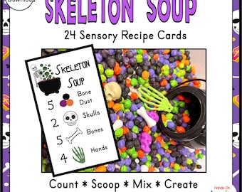 Halloween Skeleton Soup 24 Sensory Recipe Cards | Preschool Counting Activity | Printable PDF Digital Download