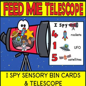I SPY CARDS Sensoriale / Spazio / Attività del contenitore sensoriale / Feed Me Telescope / Centro matematico / Montessori / Download immediato / Scuola materna / Gioco