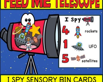 I SPY CARDS Sensory | Outer Space | Sensory Bin Activity | Feed Me Telescope | Math Center | Montessori | Instant Download| Preschool | Game