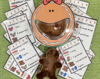 Feed Me Gingerbread Bundle Save 30% Recipe Cards Patterns Shapes Letters Numbers Colors Sensory Bin Task Box Preschool Kinder Homeschool