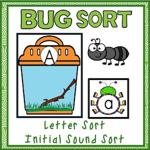 Caja de tareas de insectos / Montessori l Reconocimiento de letras / INSECTOS DE LA A A LA Z / Sonidos iniciales / Actividad sensorial matutina / Búsqueda de insectos en el patio trasero