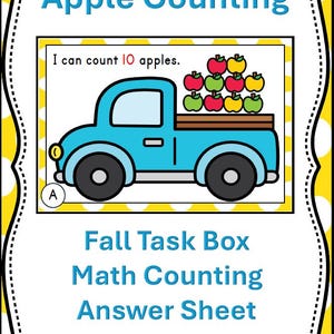 Apple Counting Number 1-10 Recognition Center Fall Task Box Math Activity Homeschool Preschool Curriculum Kindergarten Matching Game
