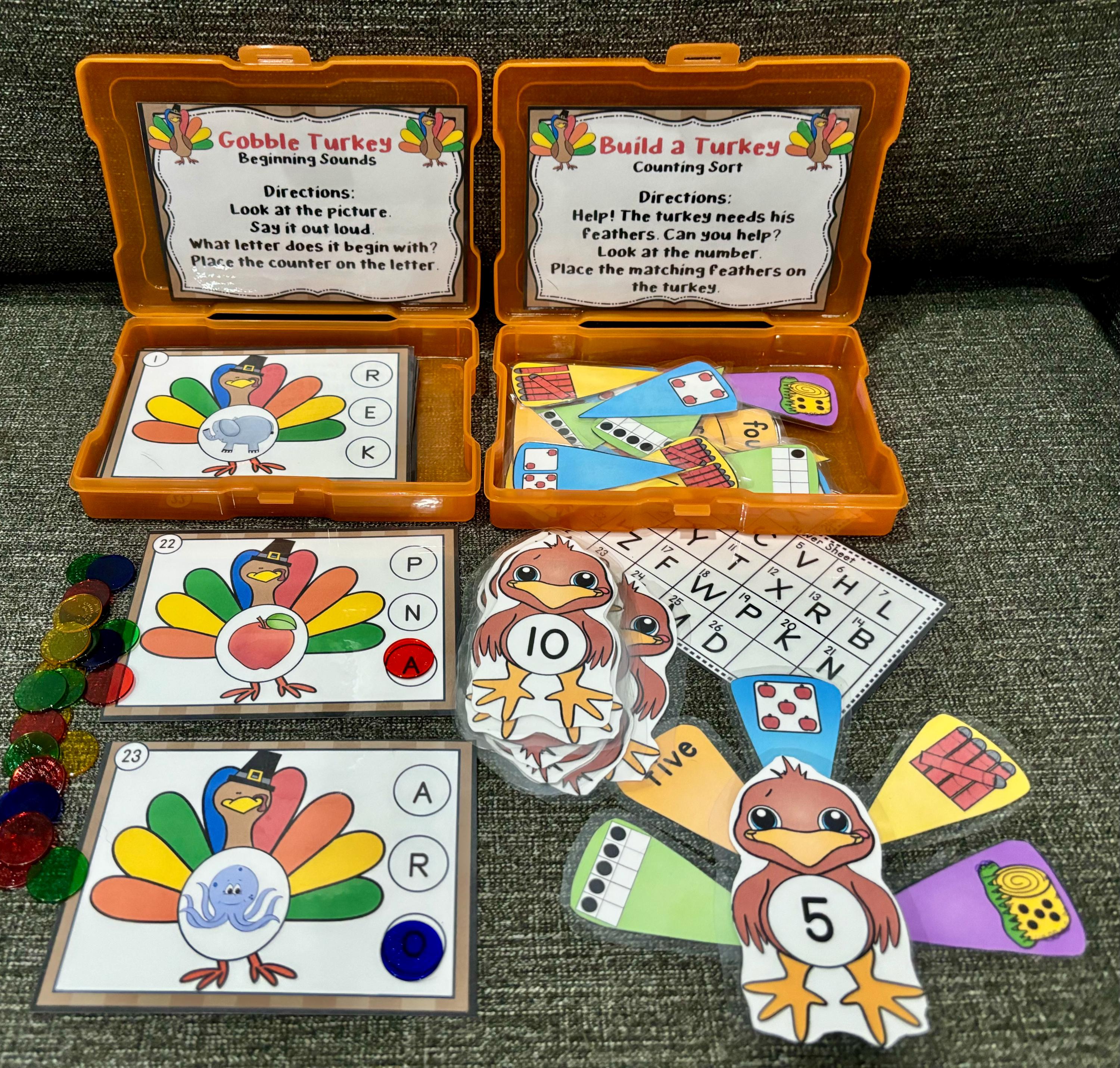 FALL Printable Task Box 16 Learning Activity Bundle Counting ABC Phonic