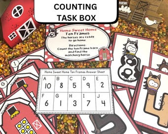 Fall Ten Frame Task Box | Farm Math Activity (PDF)