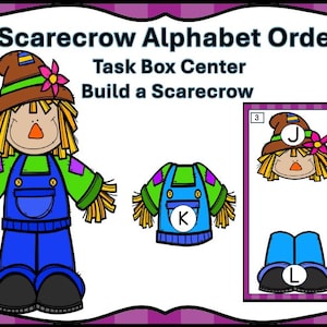 Construye un espantapájaros Encuentra la letra que falta Tarea de otoño Actividad de alfabetización Currículo preescolar de educación en el hogar Juego de correspondencias para jardín de infantes Enseña el abecedario