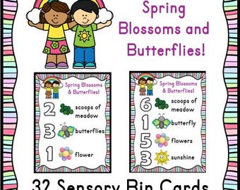 SPRING SENSORY Bin CARDS | Blossoms & Butterflies | Sensory Bin Activity | Math Center | Montessori | Instant Download| Preschool | Game