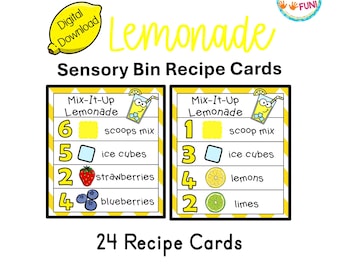 Lemonade Sensory Bin Recipe Cards (Digital Download)
