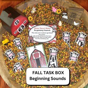 Fall Beginning Sounds Task Box: Homeschool Literacy Center (PDF)