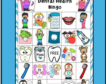 Dental Health BINGO Kindergarten l Teeth BINGO Activity | Dentist BINGO Game l Dental Activity for Kids l Party Game l Life Skills l Health