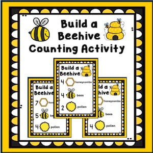 Construa uma colmeia Contando cartas | Atividade de caixa sensorial | Bee Center | Montessori | Primavera | Download instantâneo | Pré-escola | Jardim de infância | Jogo