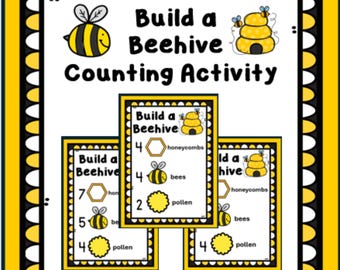 Build a Beehive Counting Cards | Sensory Bin Activity | Bee Center | Montessori | Spring | Instant Download| Preschool | Kindergarten | Game