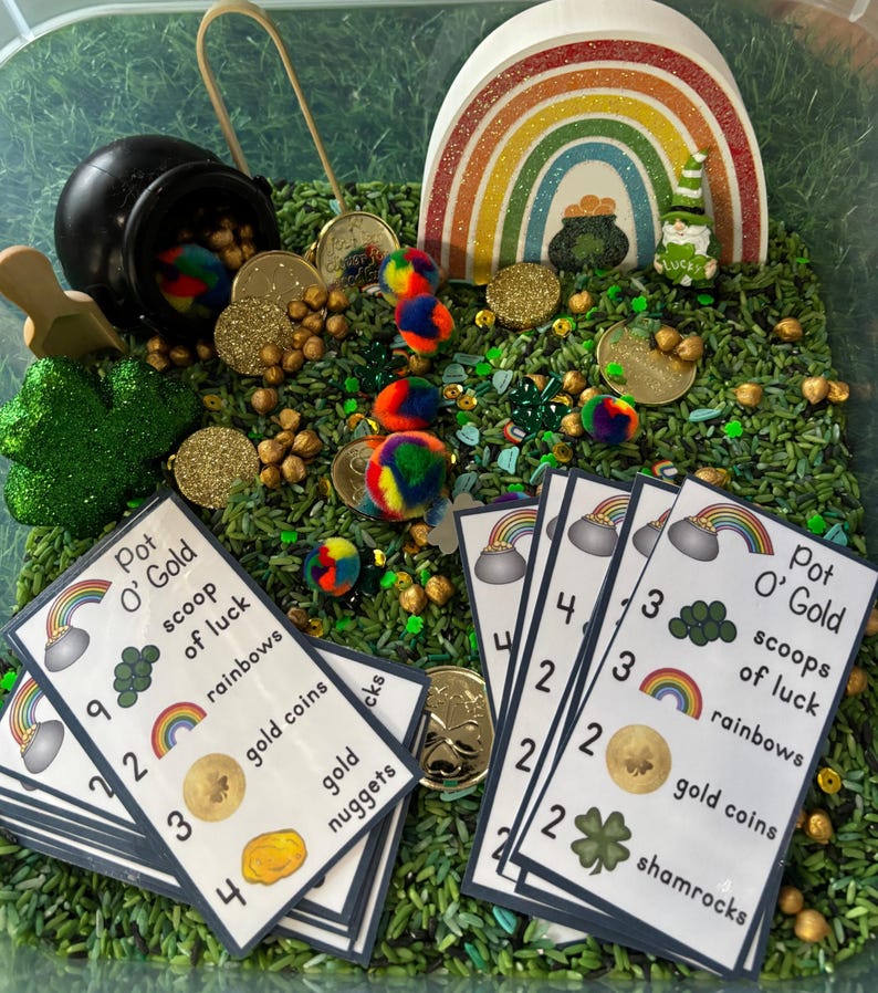 St. Patrick’s Day Sensory Bin – Pot O’ Gold Counting Activity Cards - Etsy