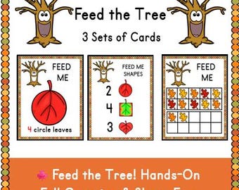 Feed the Tree Fall Math & Shape Activity | Ten Frames, Shapes, Counting Game | Preschool  Kindergarten Sensory Bin Center