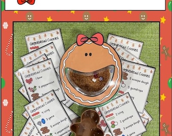 Feed Me Recipe Cards Making Gingerbread Cookies Sensory Bin Pattern Activity Learning Preschool Kindergarten Homeschool Special Education