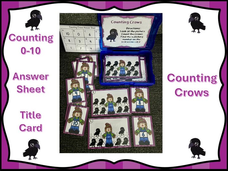 Counting Crows Number 0-10 Recognition Center Fall Task Box Math ...