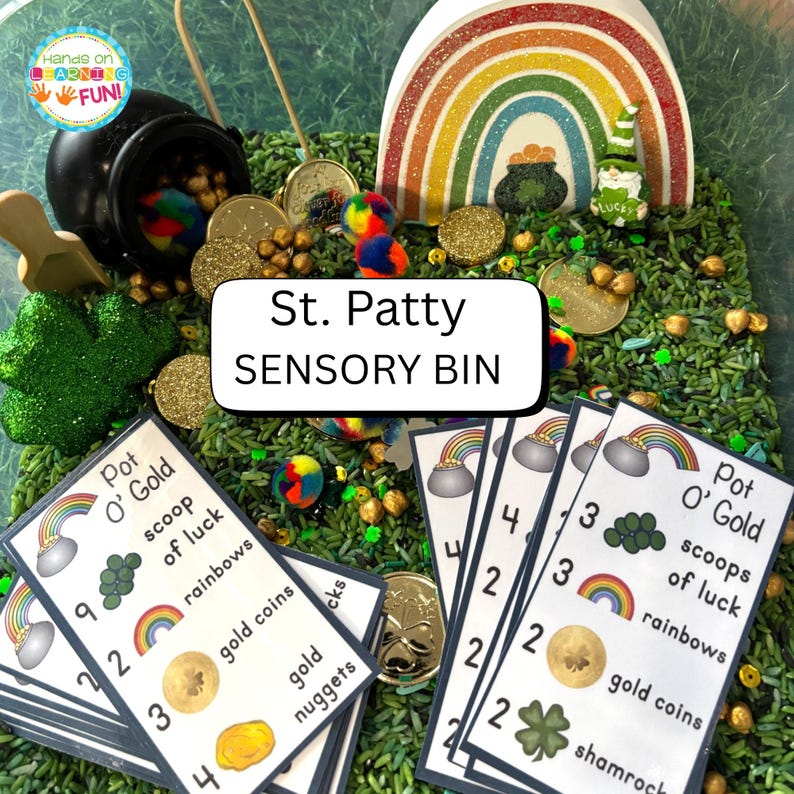 St. Patrick’s Day Sensory Bin – Pot O’ Gold Counting Activity Cards - Etsy