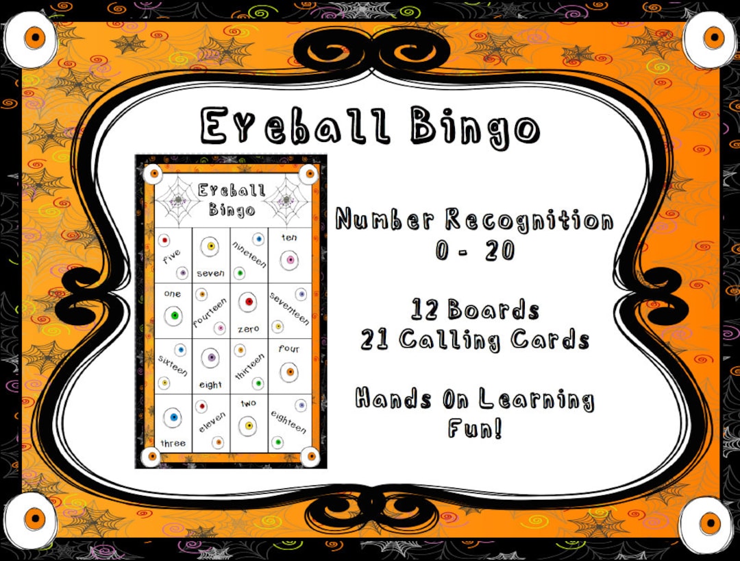 Eyeball Bingo &amp; Sensory Bin Counting 0- 20 Math Center Activity ...