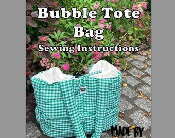 Patrón de costura para bolso de burbujas, instrucciones paso a paso con diagramas, descarga digital, nivel principiante, patrón de costura