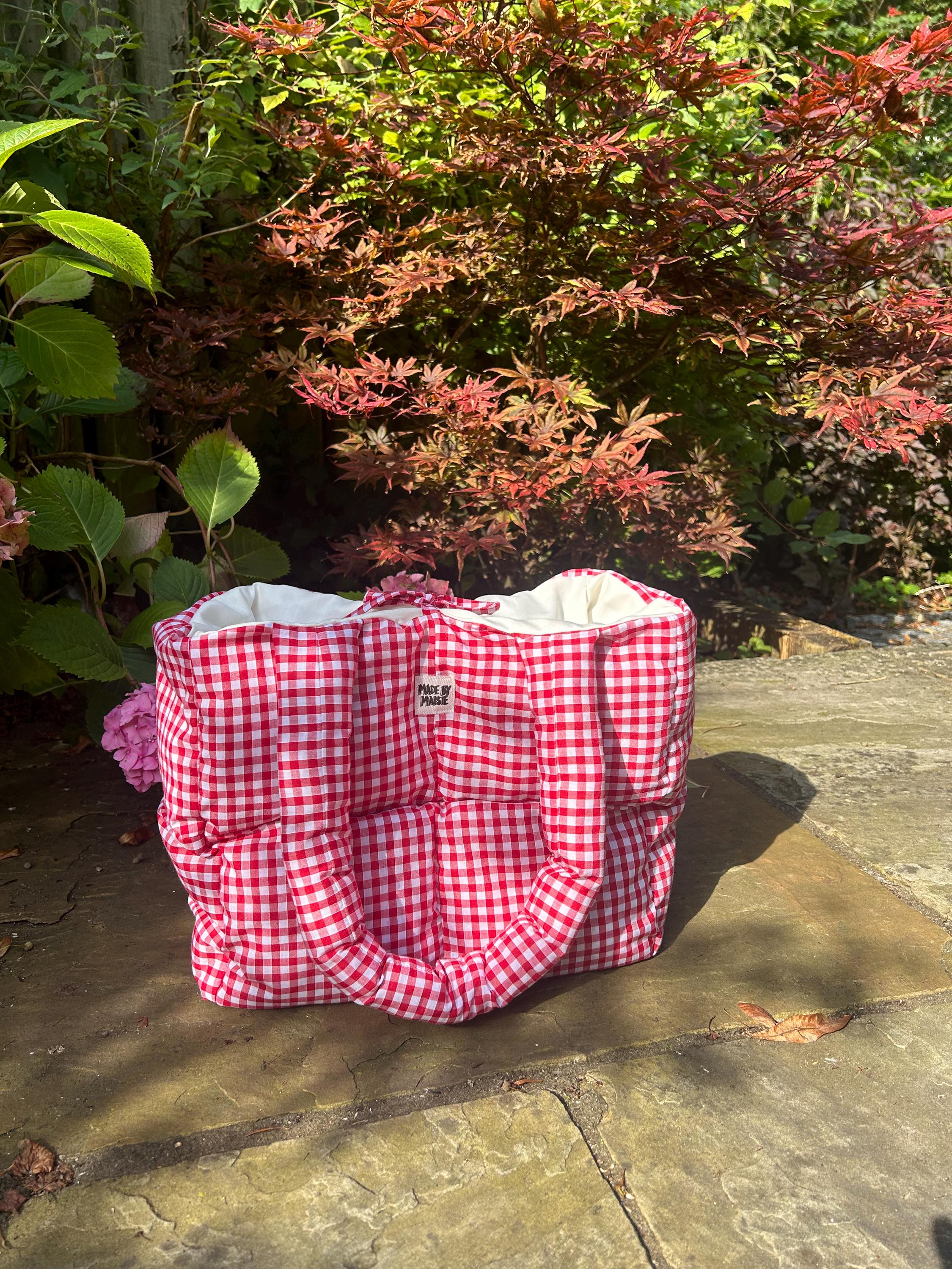 Women's Checkered Puffer Tote Bag - Large Zippered Shoulder Bag For Work & Travel, Lightweight - View #7