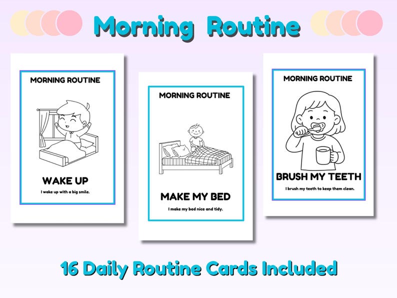 Three Part Routine Pattern Toddler Daily Routine Coloring Flashcards for Kids | Preschool Visual Schedule ...